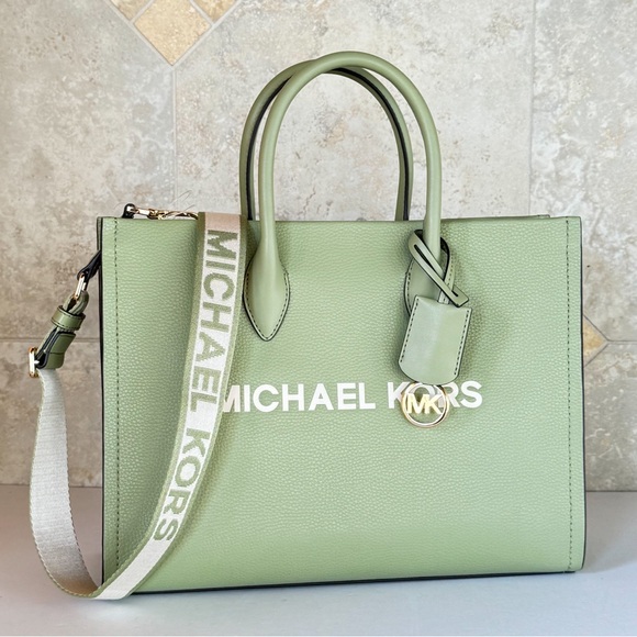 Michael Kors Mirella Medium East West Tote Satchel Shoulder Bag Light Sage - Picture 2 of 14